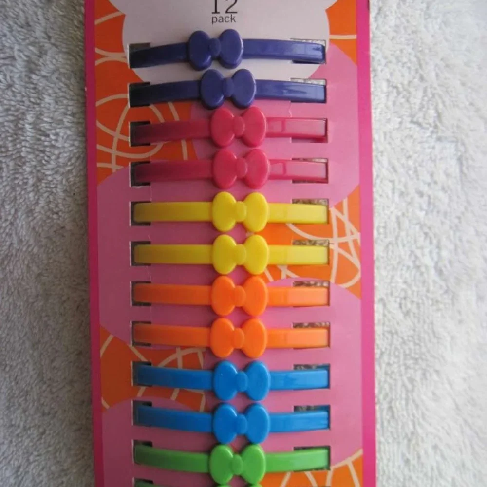 12 Just Basic All Plastic Hair Barrettes Clips Pins Design No Metal Allergy Safe